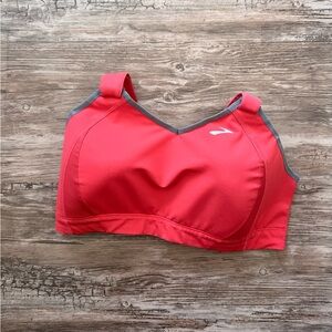 Brooks Juno 36DD Sports Bra, Raspberry with Gray Trim